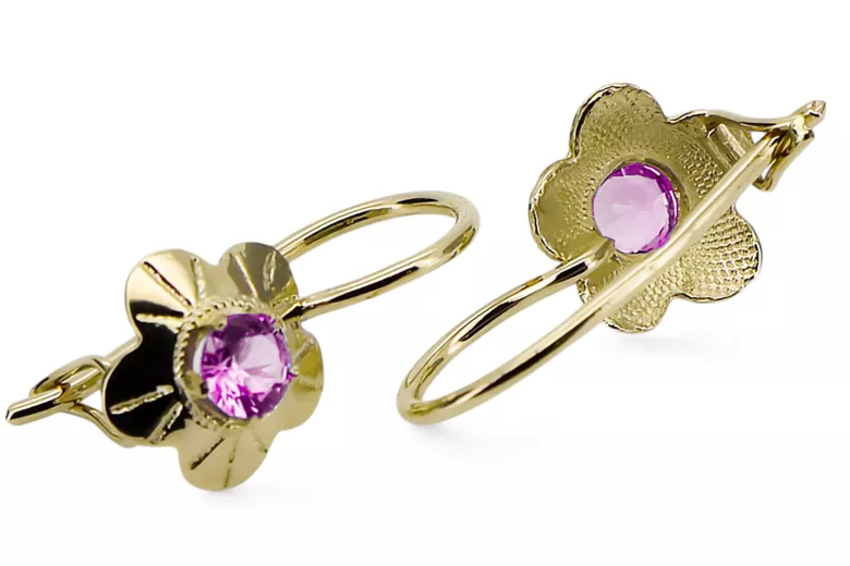 Earrings Vintage Jewlery Amethyst 14K Yellow gold vec028y